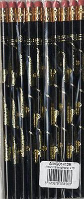 Pencil Saxophone Black and Gold - Pack of 10