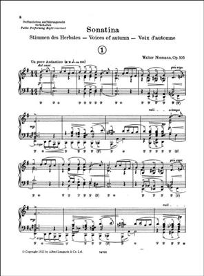 Niemann: Sonatina - Voices of Autumn Opus 103 Pno: Solo de Piano