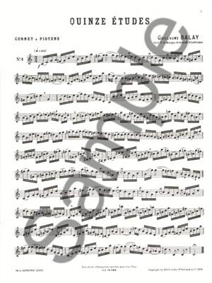Guillaume Balay: 15 Etudes pour cornet à pistons: Trompette et Accomp.