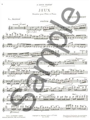Jacques Ibert: Jeux - Sonatine pour flûte (ou violon) et piano: Ensemble de Chambre
