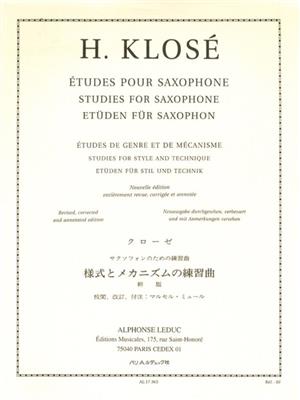 Hyacinthe-Eléonore Klosé: Etudes Genre & Mecanisme: Saxophone