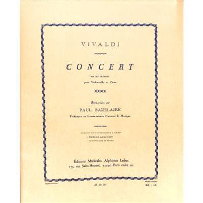 Antonio Vivaldi: Concerto in E minor: Violoncelle et Accomp.