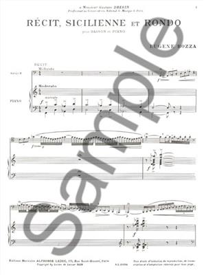 Eugène Bozza: Récit, Sicilienne And Rondo for Bassoon And Piano: Basson et Accomp.