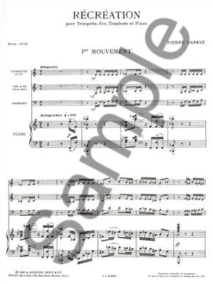 Pierre Gabaye: Récréation pour trompette, cor, trombone et piano: Ensemble de Cuivres