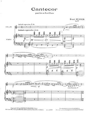 Henri Büsser: Cantecor Cor En Fa Et Piano: Cor Français et Accomp.