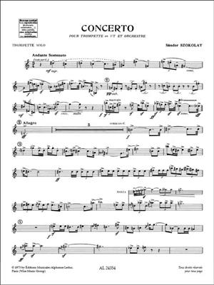 Sándor Szokolay: Concerto -Trompette Et Orch.: Trompette et Accomp.