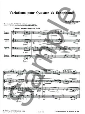 Michel Merlet: Variations Op32: Saxophones (Ensemble)