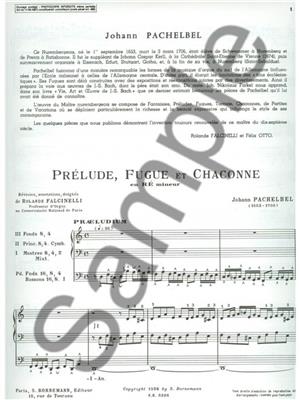 Johann Pachelbel: Prélude, Fugue et Chaconne in D minor: Orgue