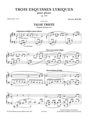 Nicolas Bacri: Trois Esquisses Lyriques Op.144: Solo de Piano