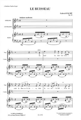 Gabriel Fauré: Le Ruisseau Op.22: Voix Hautes et Accomp.