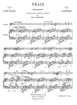 Jules Massenet: Thais meditation violon et piano: Solo pour Violons
