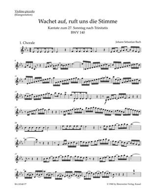 Johann Sebastian Bach: Cantata BWV 140 Wachet auf, ruft uns die Stimme: Chœur Mixte et Ensemble