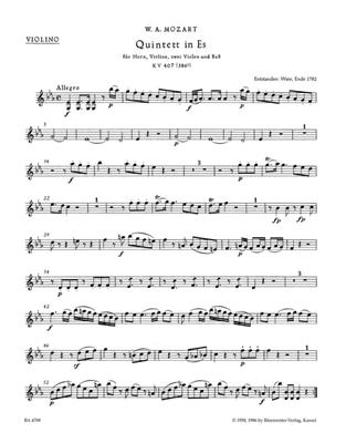 Wolfgang Amadeus Mozart: Horn Quintet K407 Parts: Ensemble de Chambre