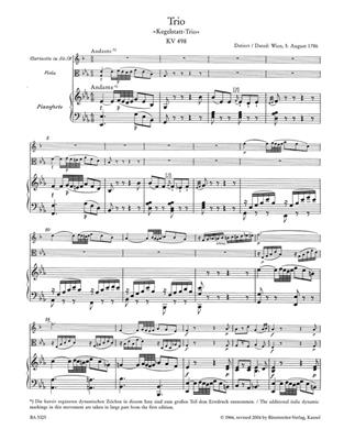 Wolfgang Amadeus Mozart: Trio K498 Kegelstatt Pno, Clar(Vln),Vla: Ensemble de Chambre