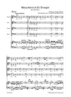 Wolfgang Amadeus Mozart: Missa Brevis In D K.194: Chant et Piano