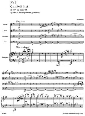 Franz Schubert: Trout Quintet Amaj D667 Parts: Quintette pour Pianos