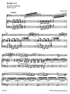Franz Schubert: Rondo For Violin And Piano B Minor Op.70 D 895: Violon et Accomp.