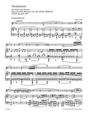 Franz Schubert: Variations For Flute & Piano On 'Trockne Blumen': Flûte Traversière et Accomp.