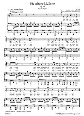 Franz Schubert: Die Schöne Müllerin Op.25 - Medium Voice: Chant et Piano