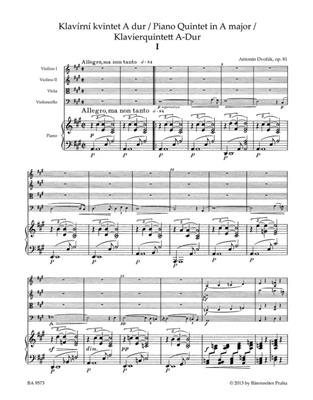Antonín Dvořák: Piano Quintet A major op. 81: Quintette pour Pianos