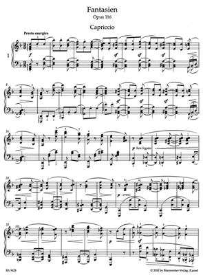 Johannes Brahms: Fantasies Op.116: Solo de Piano