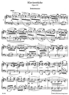 Johannes Brahms: Piano Pieces Op.119: Solo de Piano