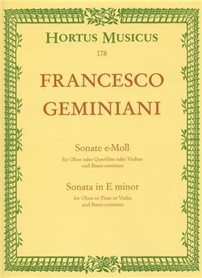 Francesco Geminiani: Sonate for Oboe und Basso continuo e-Moll: Solo pour Hautbois