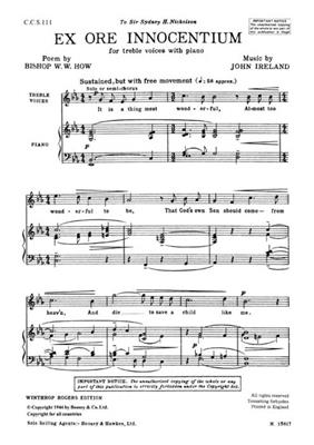 John Ireland: Ex Ore Innocentium: Chœur Mixte et Piano/Orgue