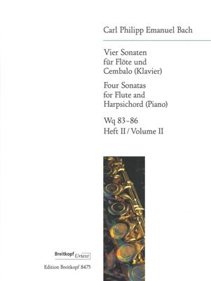 Carl Philipp Emanuel Bach: 4 Sonaten / 4 Sonatas 2: Wq 85 G-dur, Wq 86 G-dur: Flûte Traversière et Accomp.