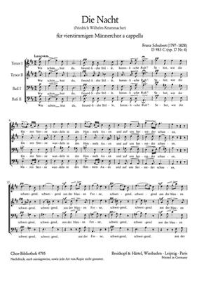 Franz Schubert: Die Nacht: Voix Basses et Accomp.