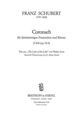 Franz Schubert: Coronach D 836 op. 52/4: Voix Hautes et Piano/Orgue