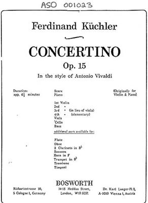 Ferdinand Küchler: Concertino In D Op.15 'In Style Of Vivaldi': Orchestre Symphonique
