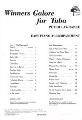 Peter Lawrance: Winners Galore For Eb Bass-Tuba Pa: Tuba et Accomp.