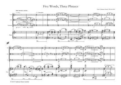 Òscar Colomina i Bosch: Five Words, Three Phrases: Quatuor pour Pianos