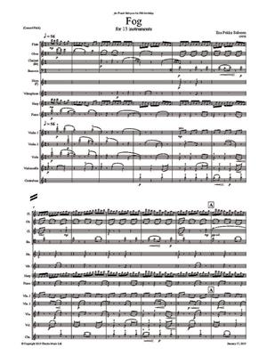 Esa-Pekka Salonen: Fog (for 13 instruments) (Study Score): Orchestre de Chambre