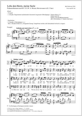 Rolf Schweizer: Lobe den Herrn, meine Seele: (Arr. Wolfgang Amadeus Mozart): Chœur Mixte et Piano/Orgue