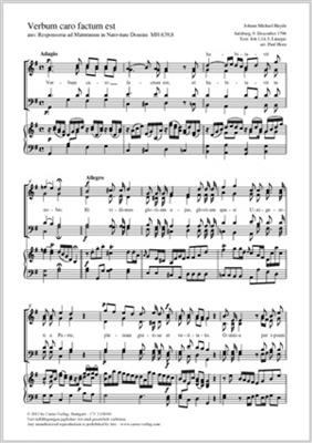 Johann Michael Haydn: Verbum caro factum est: (Arr. Paul Horn): Chœur Mixte et Piano/Orgue