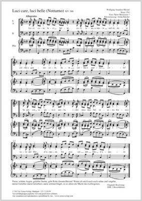 Wolfgang Amadeus Mozart: Luci care, luci belle: (Arr. Armin Kircher): Chœur Mixte et Piano/Orgue
