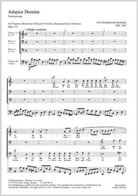 Felix Mendelssohn Bartholdy: Adspice Domine: Voix Basses et Piano/Orgue