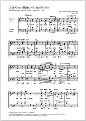Felix Mendelssohn Bartholdy: Auf Gott allein will hoffen ich: Chœur Mixte et Accomp.