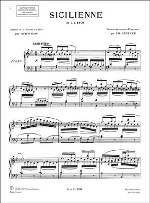 Johann Sebastian Bach: Sicilienne Extrait de la "Sonate en Mi bémol": Solo de Piano