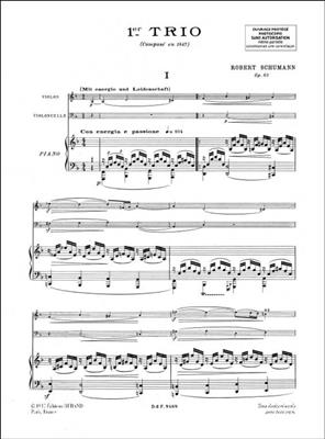 Robert Schumann: Trio N 1 Op 63 Vl/Vlc/Pno: Orchestre de Chambre