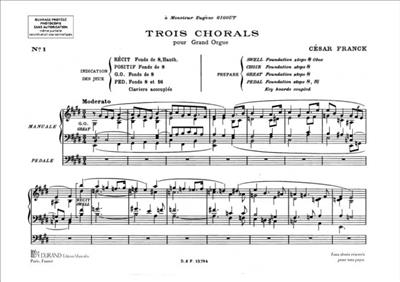 César Franck: Oeuvres D'Orgue 4 ( 3 Chorals ) Edition Originale: Orgue