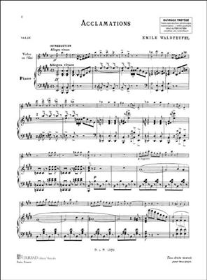 Emile Waldteufel: Acclamations Flute-Piano: Solo pour Flûte Traversière
