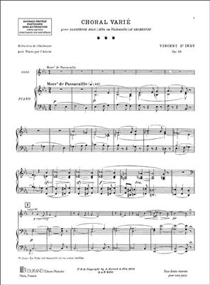 Vincent d'Indy: Choral Varié Opus 55: Saxophone