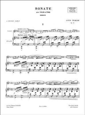 Louis Thirion: Sonate Violon-Piano: Violon et Accomp.