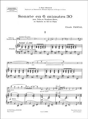 Claude Pascal: Sonate en 6 Minutes 30: Trombone et Accomp.
