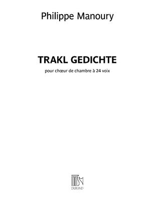 Philippe Manoury: Trackl Gedichte: Chœur Mixte et Accomp.