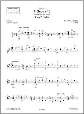 Heitor Villa-Lobos: Prélude n° 5 - extrait des Cinq Préludes: Solo pour Guitare