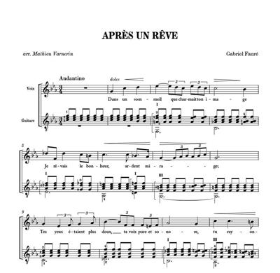 Gabriel Fauré: Après Un Rêve: (Arr. Mathieu Varnerin): Chant et Guitare